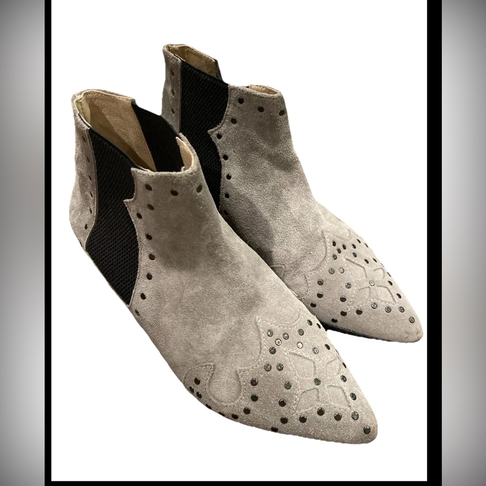 Ivylee Dee Stud Boot Pointy Flat Ankle Booties In… - image 1